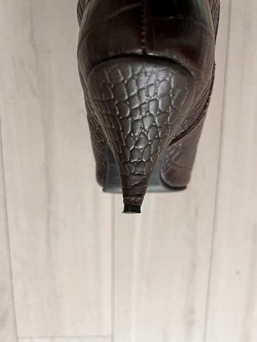 Шкіряні чоботи-труби Willo,  коричневі, розмір 35