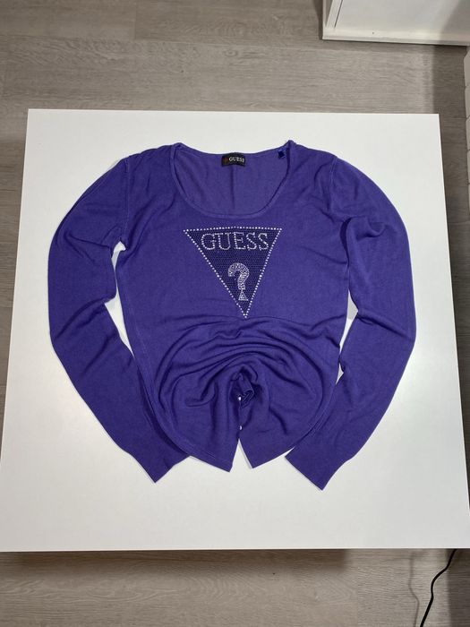 Damska Bluzka GUESS Fioletowa Modna Klasyczny Sweter Premium Vintage S
