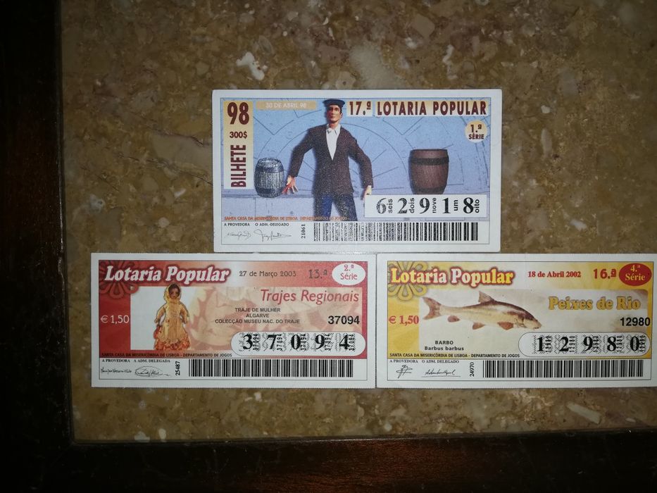 Bilhetes de lotaria/raspadinha vintage