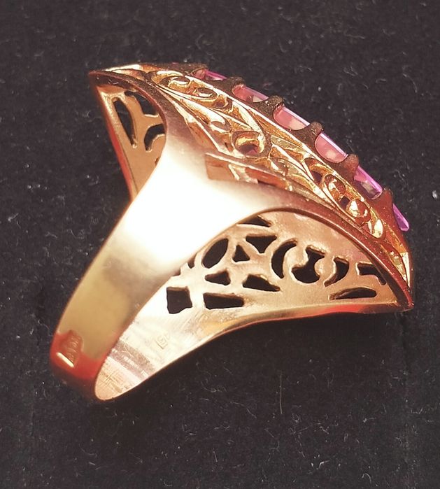 Кольцо СССР, маркиз золото 583 пробы, вставка рубин