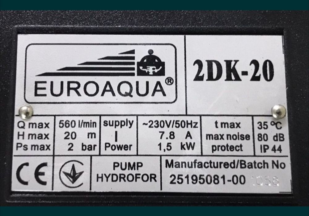 2DK20 Euroaqua насос центробіжний поверхневий для поливу.