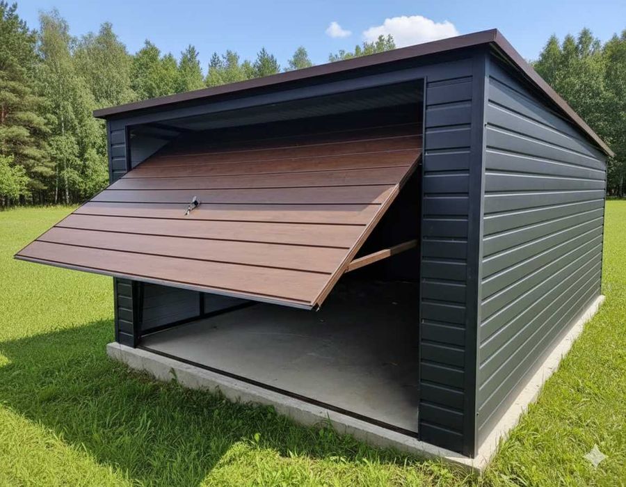 Garaż blaszany 4x6 JEDNOSTANOWISKOWY, blaszak, dach jednospadowy