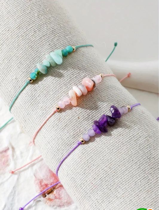 Zestaw bransoletek z kamieni naturalnych komunia prezent