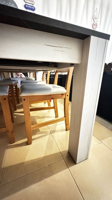 Mesa extensível efeito mármore preto