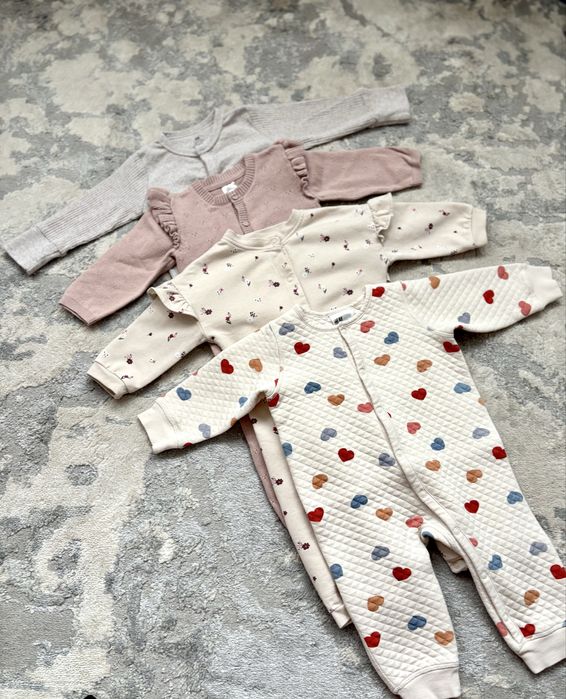 Теплі чоловічки ромпери H&M 74 розміру 6-9 місяців для дівчинки