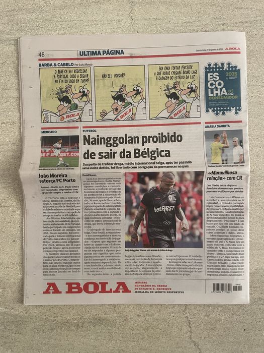 Vendo jornal A Bola 25 de Janeiro de 2025 - 80 Anos