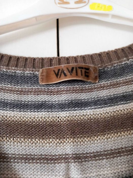 Sweter damki Vavite S biało brązowy
