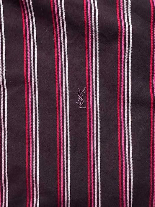 Yves Saint Laurent YSL Koszula Vintage 90s Premium 100% Bawełna Paski Logo Rzadki Model