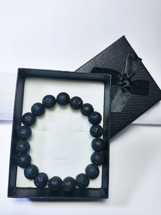 Pulseira de Pedra Vulcânica Natural Contas de Lava Acessório de moda joias feitas à mão - Aromaterapia
