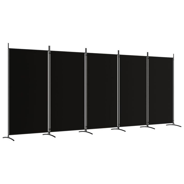 vidaXL Parawan 5-panelowy, czarny, 433x180 cm, tkanina