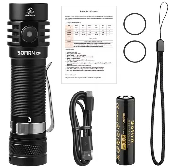 Ліхтар Sofirn SC18 + АКБ 3000мАг компактний ліхтар, дитячий ліхтар