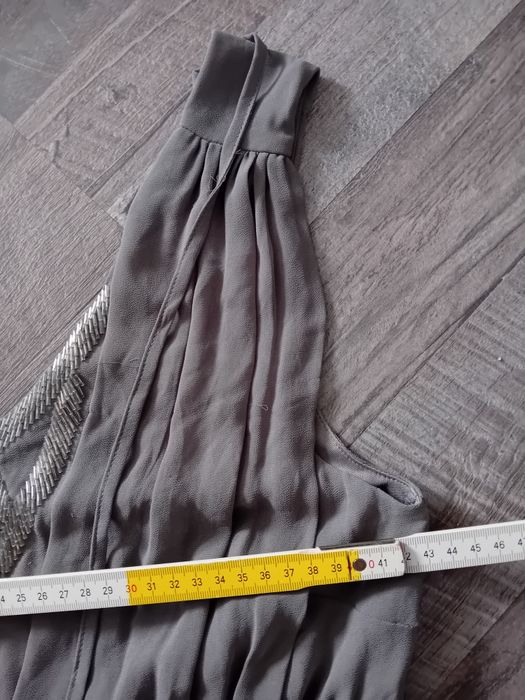 Maxi tiulowa suknia szara, M