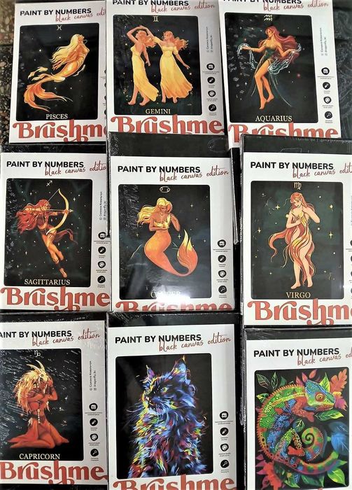 Картини по номерам на чорному полотні. Будинок Торгiвлi 1-поверх.