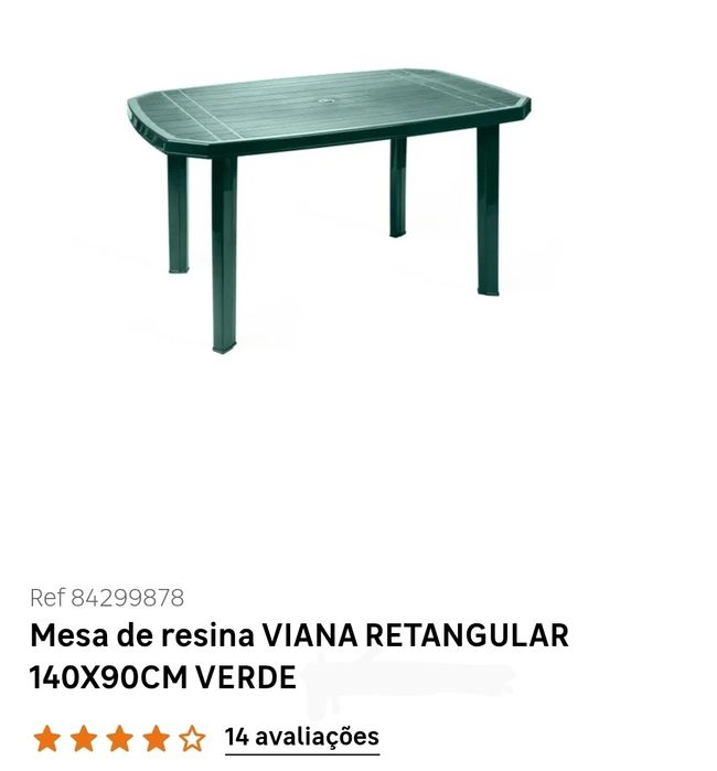 Mesa Jardim 140x90 + 4 Cadeiras Resina Verde
