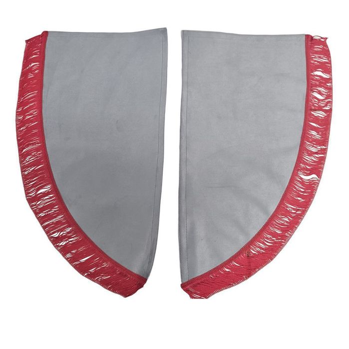 ZASŁONY BOCZNE SKOSY TIR BUS - materiał: NUBUCK-Szary + Fredzle Czerwone