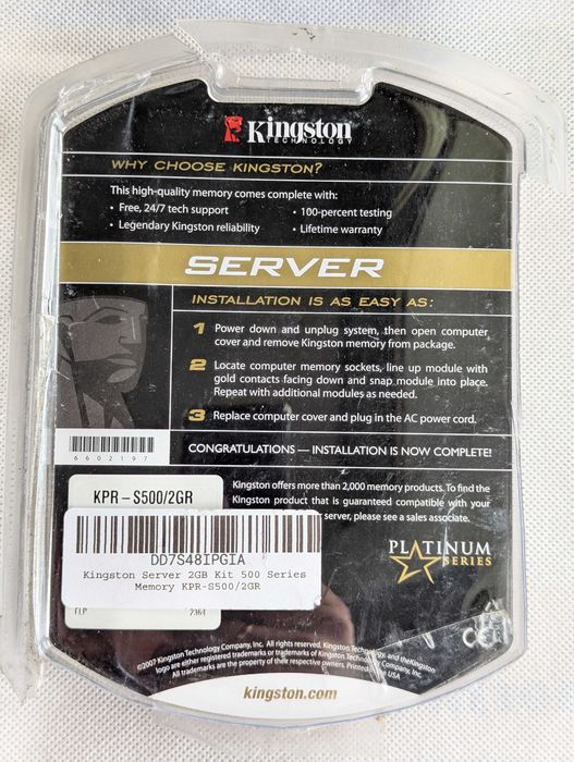 Нова ретро KIT 2x1 GB Серверна ECC REG DDR2 Kingston PC2 5300