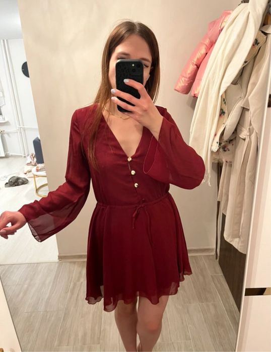 Sukienka bordowa / burgundowa mini