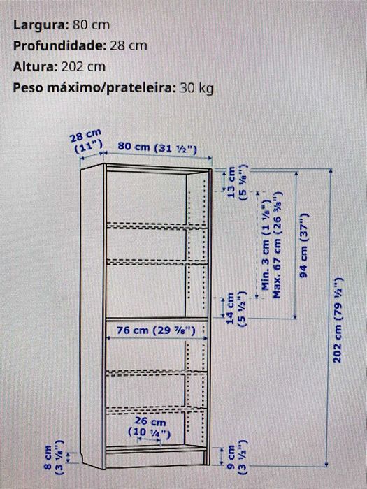 Conjunto de estantes IKEA Billy - Efeito Bétula