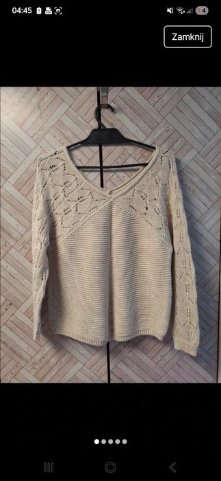 Sweter L 40 bezowy ażurowy damski sweterek nowy