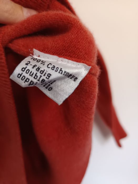 Sweter męski kaszmirowy, S/48 kolor pomidorowy, ceglasty