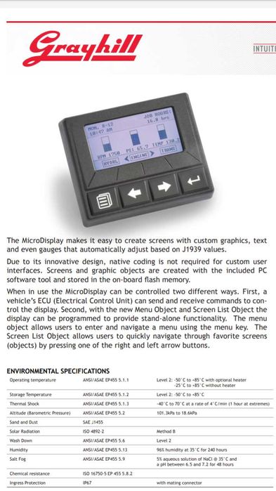 URGENTE! Ecra de bordo tratores, caminhiões industriaes Grayhill novo.