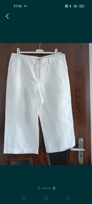 Spodnie lniane 3/4 białe