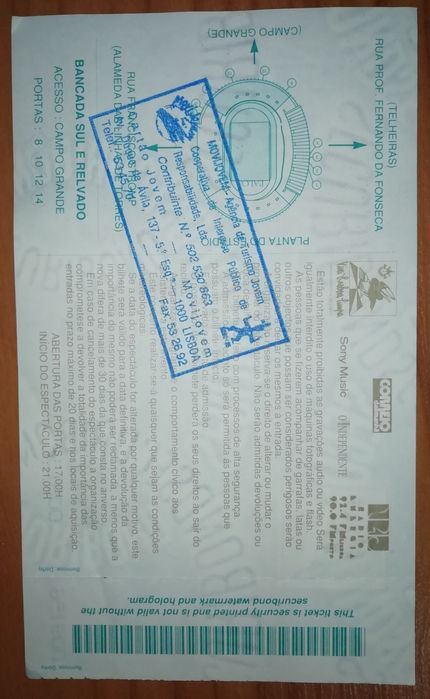 Bilhete concerto Bruce Springsteen / George Mickael/ Laura Pausini