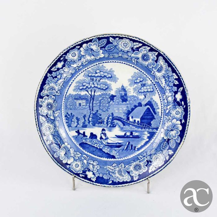 Par de pratos rasos em faiança inglesa