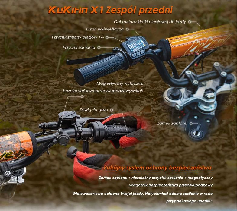 KuKirin X1 Elektryczny Motocykl Crossowy | Zasięg 40km | Silnik 1000W