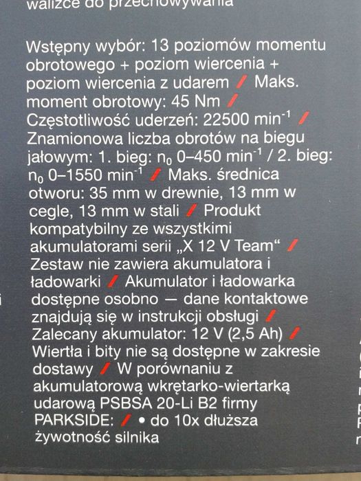Parkside Performance Wkrętak udarowy akumulatorowy PSBSAP 12 A1