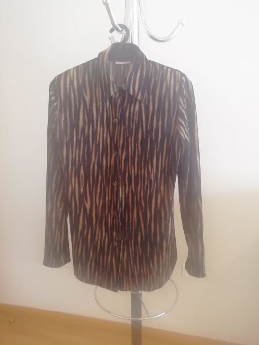 Blusa de Senhora Castanha e Preta de Manga Comprida Margate Tam L Usad