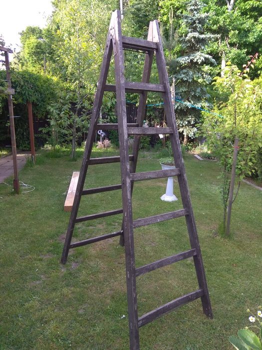 Duża drabina ogrodowa drewniana