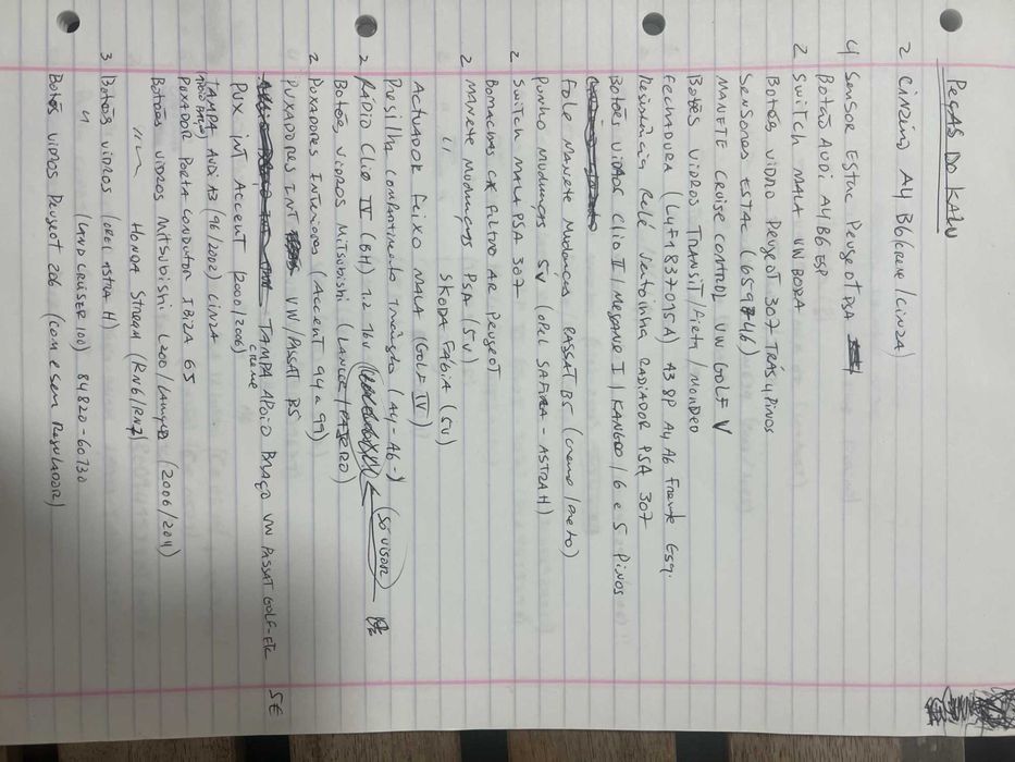 Lote de peças, (Botoes, balastros,.) Tudo novo