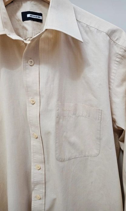 Koszula męska klasyczna z długim rękawem kremowa Pierre Cardin