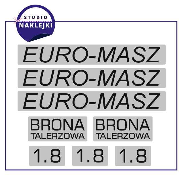 Naklejki brona talerzowa talerzówka EURO-MASZ zestaw Nalepki Naklejka
