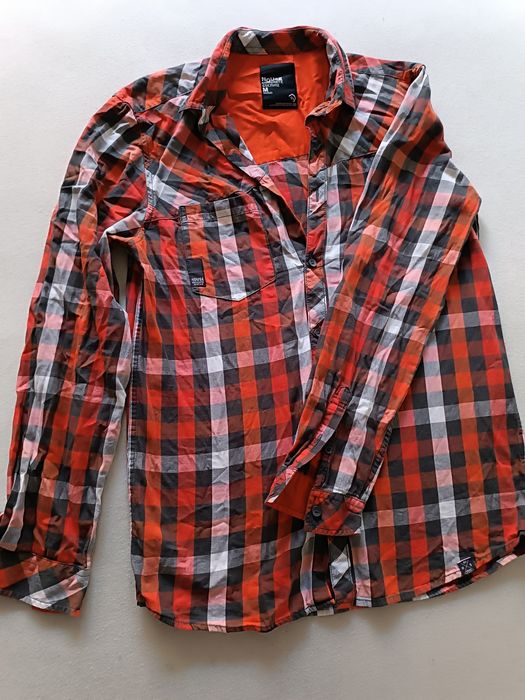 Koszula house M czerwono czarna biała