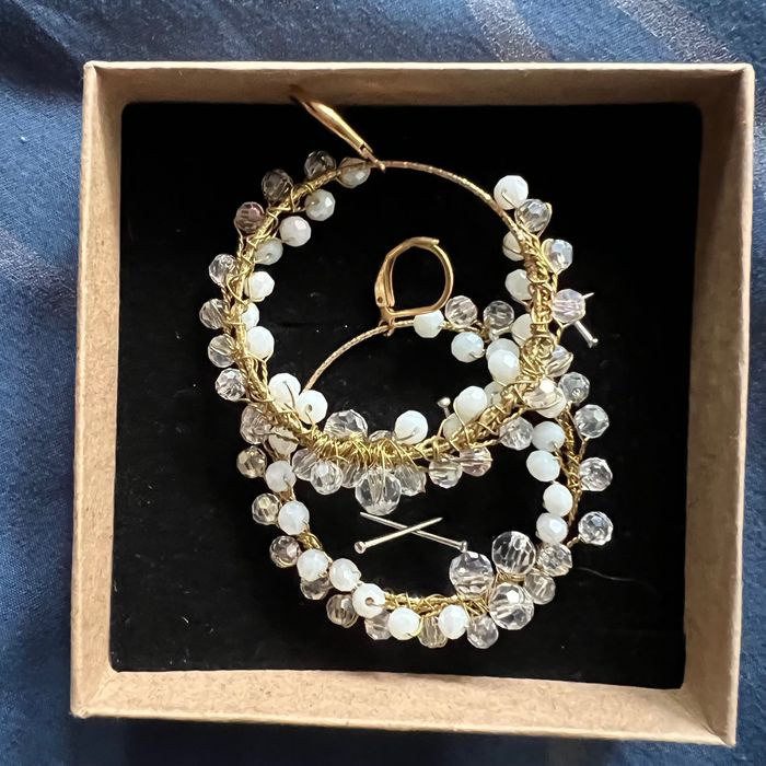 Kolczyki slubne krysztalki pozlacane handmade