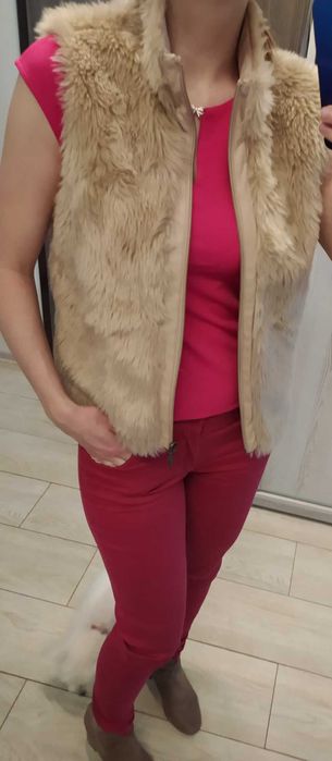 r. S/M skinny bordowe spodnie