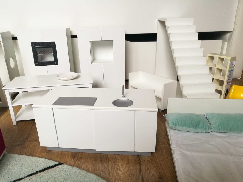 Mebelki dla lalek Boomini Modern Domek premium prestige white zestaw