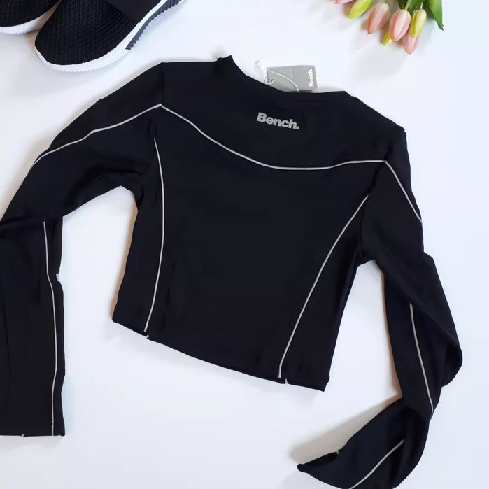 Crop top sportowy treningowy damski Bench czarny S