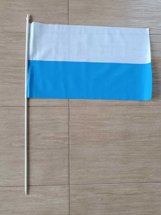 Flaga Maryjna Kościelna 50 x 30 cm materiał biało niebieska