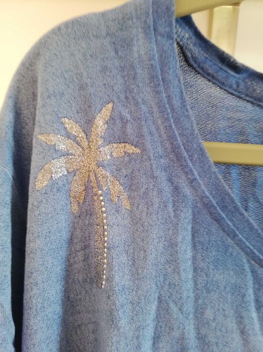 Via Appia Due niebieski t-shirt bluzka palmy r.50/52