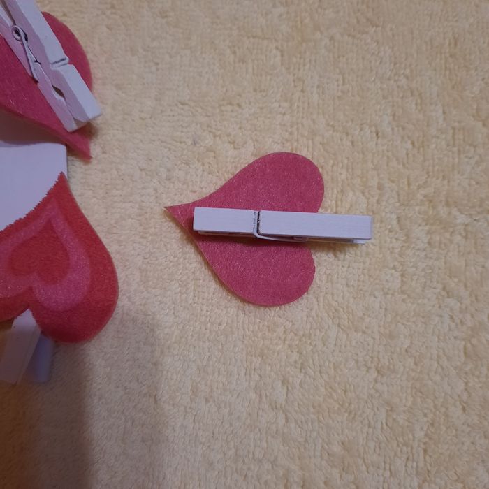 Набор сердечек на деревянных прищепках Сердечко 4.5х4.5см из фетра