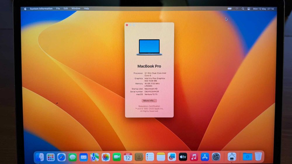 MacBook Pro 13" | Intel Core i5 | 16GB RAM | 512GB SSD | A1706