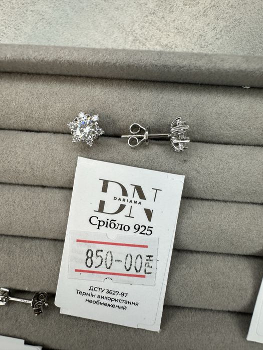 Сережки з муасанітами лабораторний діамант 0,5 Ct