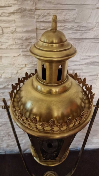 Lampa mosiężna procesyjna ruchoma ANTYK