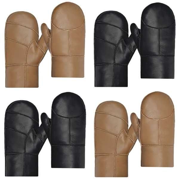 Зимние кожаные варежки, рукавицы натуральная овчина на меху