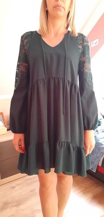 sukienka zielona koronka M/L