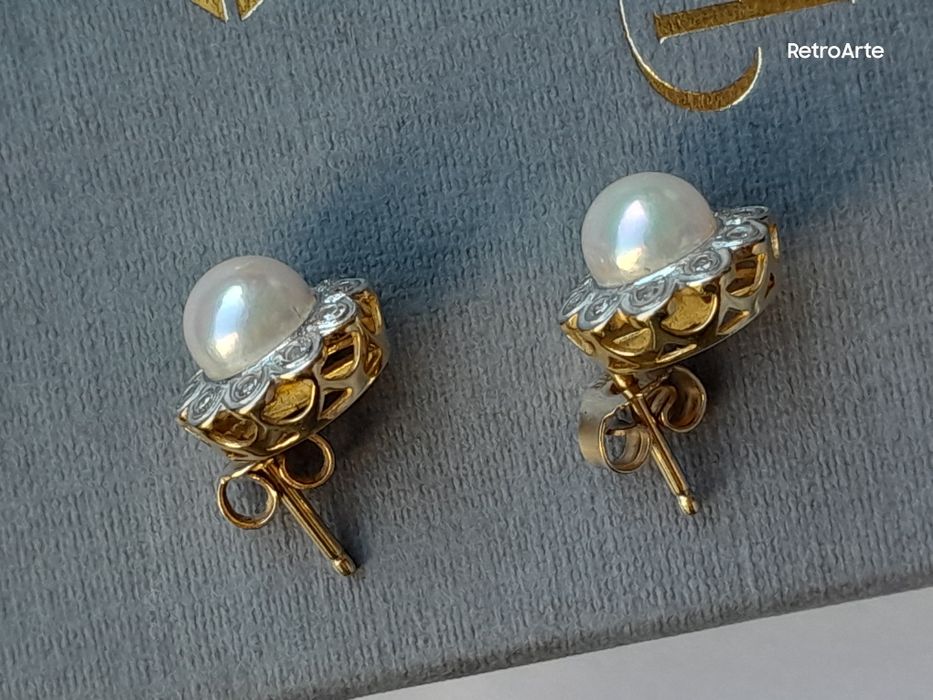 Kolczyki Perły Akoya Diamenty Złoto 585 WYCENA