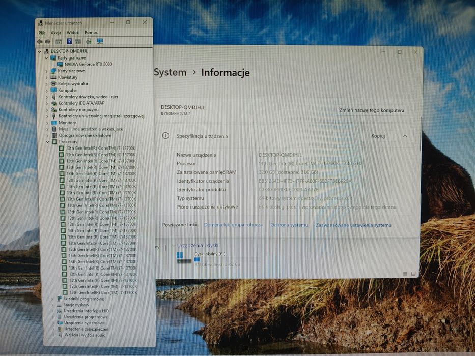 Komputer Gamingowy i7-13700K, RTX 3080,1 TB SSD,Win 11